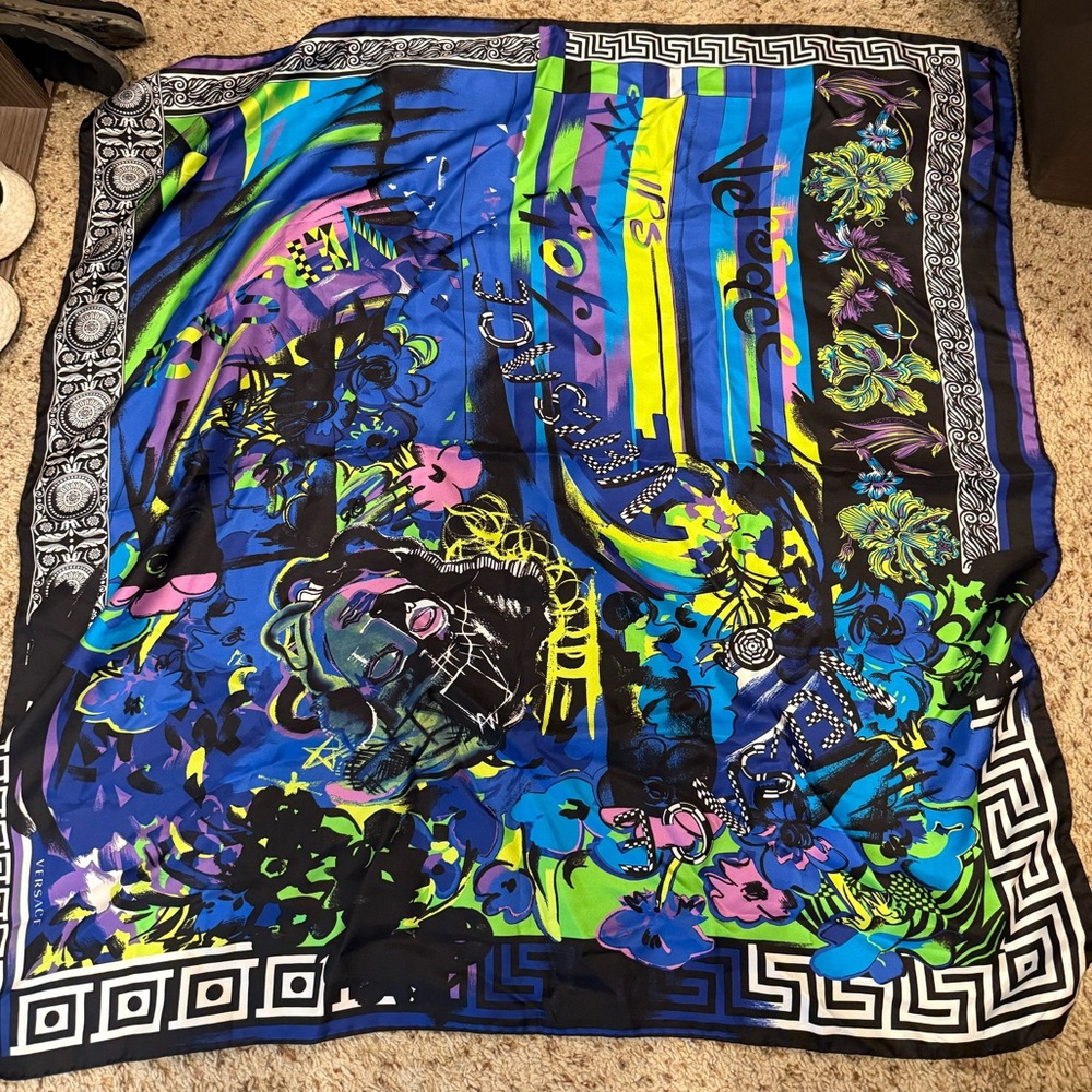 Versace Multicolor Silk Scarf